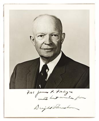 EISENHOWER, DWIGHT D. AND MAMIE. Two Photographs Signed and Inscribed, each by one.